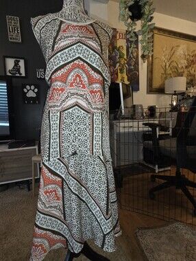 Cato Sleeveless Maxi Dress in White, Coral and Black